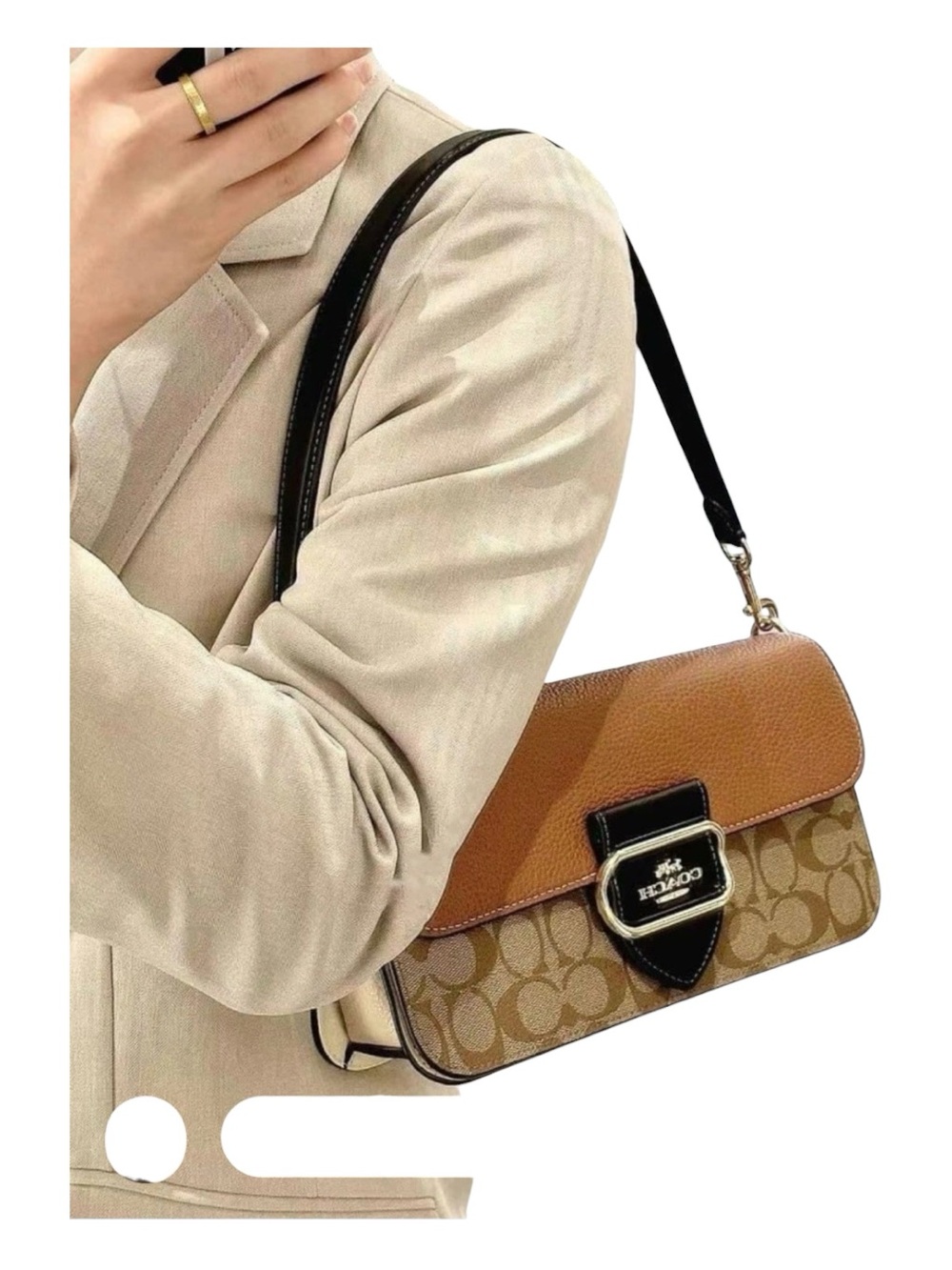 COACH Morgan Shoulder Bag in Colorblock Signature Canvas - Picture 5 of 11